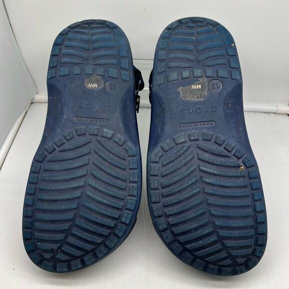 Crocs Shoes Mens 13 Blue Strap Back Hook Loop Chunky Clog Slip On - Picture 6 of 8